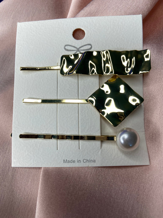 Gold Plated Hair-pins Set of 3